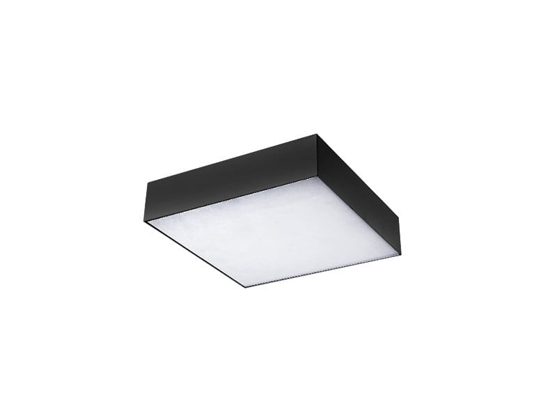 Plafon LED Monza S 40 z czarną, prostokątną obudową. Posiada mleczne, matowe szkło, emitujące światło o temperaturze barwowej 3000K. Montowany na suficie, w pozycji poziomej. Idealny do nowoczesnych wnętrz.