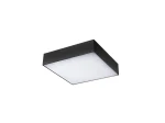 Plafon LED Monza S 40 4000K w kolorze czarnym, prostokątny, montowany sufitowo. Posiada matową, białą osłonę, zapewniającą równomierne oświetlenie. Produkt widoczny z boku, w pozycji zamontowanej. Idealny do nowoczesnych wnętrz.