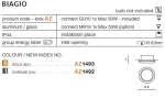 Oprawa do zabudowy Biagio IP44 w kolorze złotym, wykonana z aluminium i szkła. Posiada okrągły kształt z otworem montażowym o średnicy 6,5 cm. Przeznaczona do zastosowań wewnętrznych i zewnętrznych. Żarówka nie jest dołączona.