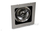 Oprawa sufitowa do zabudowy Sisto, 1-punktowa, wykonana z aluminium. Okrągła lampa z metaliczną powierzchnią, umieszczona w kwadratowej ramie z ciemnym tłem. Widoczne mocowania do montażu. Idealna do nowoczesnych wnętrz.