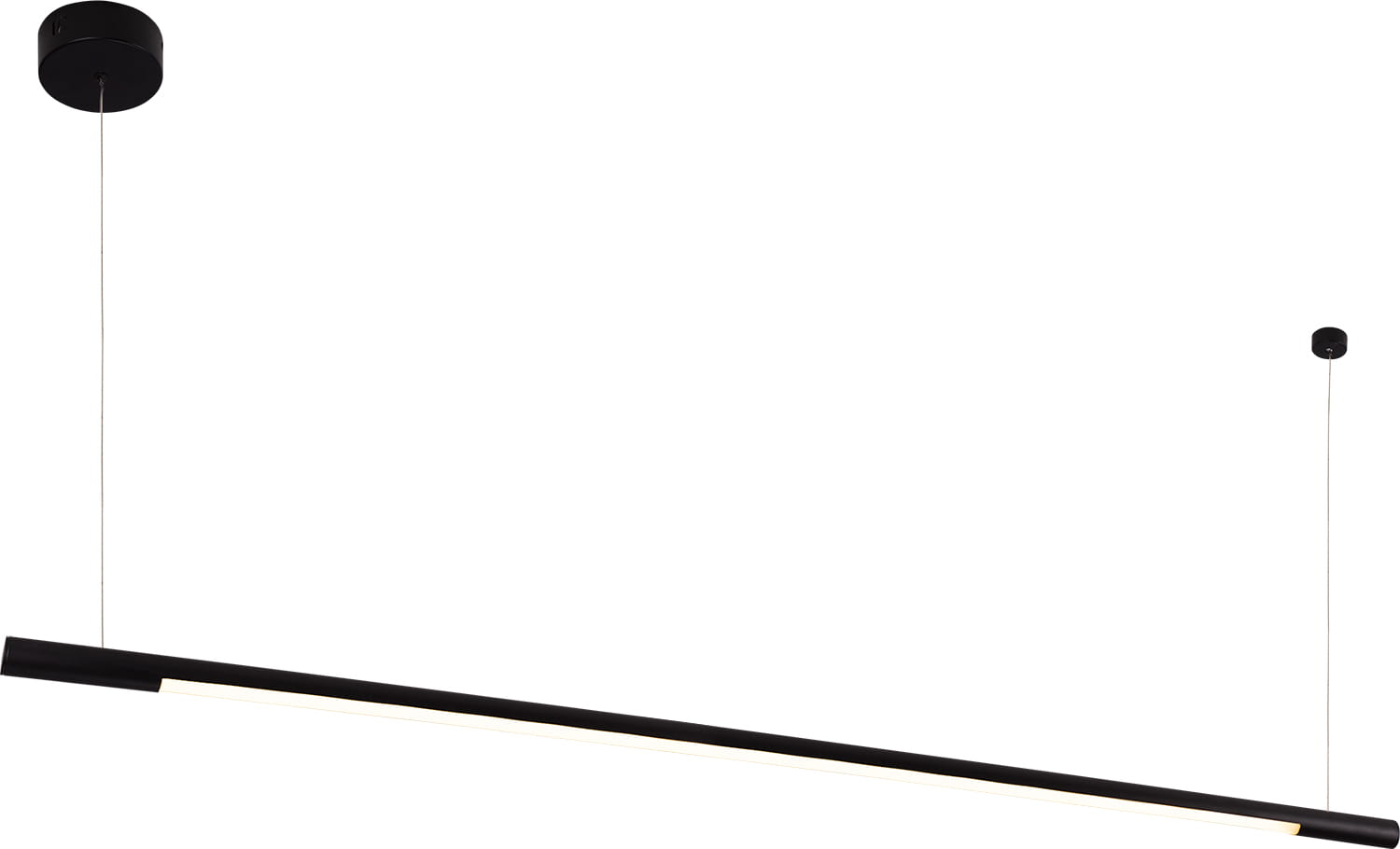 Lampa wisząca Organic LED D150 w kolorze czarnym, o prostokątnym kształcie. Zawieszona na cienkim przewodzie z górnym mocowaniem. Emituje światło z wbudowanego źródła LED, podkreślając nowoczesny design. Idealna do oświetlenia wnętrz.