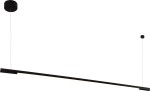 Lampa wisząca Organic LED D150 w kolorze czarnym, o prostokątnym kształcie. Zawieszona na cienkim przewodzie z górnym mocowaniem. Emituje światło z wbudowanego źródła LED, podkreślając nowoczesny design. Idealna do oświetlenia wnętrz.