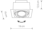 Czarna lampa sufitowa Downlight ES111, 1-punktowa, kwadratowa. Wymiary: 19 cm x 19 cm, wysokość 12,5 cm. Możliwość regulacji kąta świecenia. Prosty, nowoczesny design, idealna do różnych wnętrz.