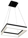 Nero LED lampa wisząca 1-punktowa o kwadratowym kształcie, z czarnym metalowym stelażem i białymi akcentami. Zawieszona na cienkich linkach, montowana do sufitu. Idealna do nowoczesnych wnętrz.