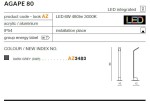 Lampa stojąca ogrodowa Agape 80, 1-punktowa, grafitowa. Wykonana z akrylu i aluminium, wysoka na 80 cm, szeroka na 10 cm. Zintegrowane oświetlenie LED 6W, 480lm, 3000K, klasa IP54, idealna do użytku na zewnątrz.
