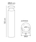 Lampa stojąca ogrodowa Delta LED H50, jednopunktowa, o wysokości 50 cm i średnicy 8,9 cm. Cylindryczny kształt z okrągłą podstawą. Wymiary podstawy: średnica 8,9 cm, wysokość 5,0 cm. Prosty design, idealna do oświetlenia ogrodu.