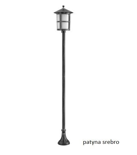 Lampa stojąca ogrodowa Cordoba II H151 w kolorze czarnym, z metalowym słupem i szklanym kloszem. Okrągła podstawa, prosta konstrukcja, 1-punktowe źródło światła, stylowy dach z ozdobnym wykończeniem.