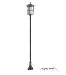 Lampa stojąca ogrodowa Cordoba II H151 w kolorze czarnym, z metalowym słupem i szklanym kloszem. Okrągła podstawa, prosta konstrukcja, 1-punktowe źródło światła, stylowy dach z ozdobnym wykończeniem.