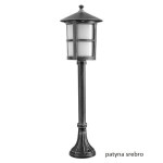 Lampa stojąca ogrodowa Cordoba H71 II w kolorze czarnym, z metalowym słupkiem i kloszem z białego szkła. Wysoka konstrukcja z ozdobnym, okrągłym postumentem, z dachem w kształcie stożka. Idealna do oświetlenia przestrzeni zewnętrznej.