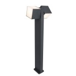 Lampa stojąca ogrodowa Cuba LED H75 z dwoma regulowanymi punktami świetlnymi, ciemnoszara obudowa, prostokątny kształt, osłony w kolorze białym, montaż na podstawie. Idealna do oświetlenia przestrzeni zewnętrznych.