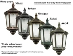 Lampa stojąca ogrodowa Witraż H110 czarna, 1-punktowa, wykonana z metalu z szklanym kloszem. Prezentuje klasyczny kształt z dekoracyjnymi detalami. Dodatkowe warianty kolorystyczne: miedź, srebro, mosiądz, zieleń, antyk.