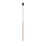 Lampa wisząca Laser 75 o mosiężnym, cylindrycznym korpusie, zawieszona na cienkim, czarnym przewodzie. Wykończenie w kolorze złotym, minimalistyczny design, frontalne ujęcie, na jednolitym tle.