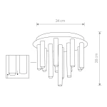 Czarna lampa sufitowa Stalactite z 13 punktami świetlnymi. Okrągła podsufitka o średnicy 34 cm, z wiszącymi prostokątnymi elementami o długości 28 cm, rozmieszczonymi w różnych wysokościach. Idealna do nowoczesnych wnętrz.