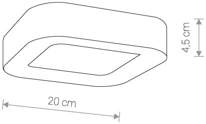Puebla LED plafon ogrodowy 1-punktowy, prostokątny kształt, kolor biały, wymiary 20 cm szerokości i 4,5 cm wysokości, montowany sufitowo, nowoczesny design, idealny do oświetlenia przestrzeni zewnętrznych.