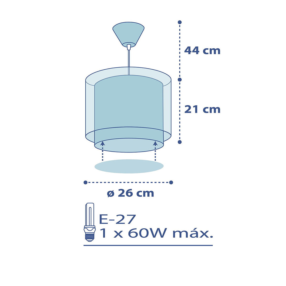 Lampa wisząca Police 1-punktowa 60612 z okrągłym, przezroczystym kloszem o średnicy 26 cm. Wysokość całkowita 44 cm, klosz ma 21 cm wysokości. Moc 1 x 60W, gwint E-27. Zawieszona na cienkim przewodzie, idealna do nowoczesnych wnętrz.