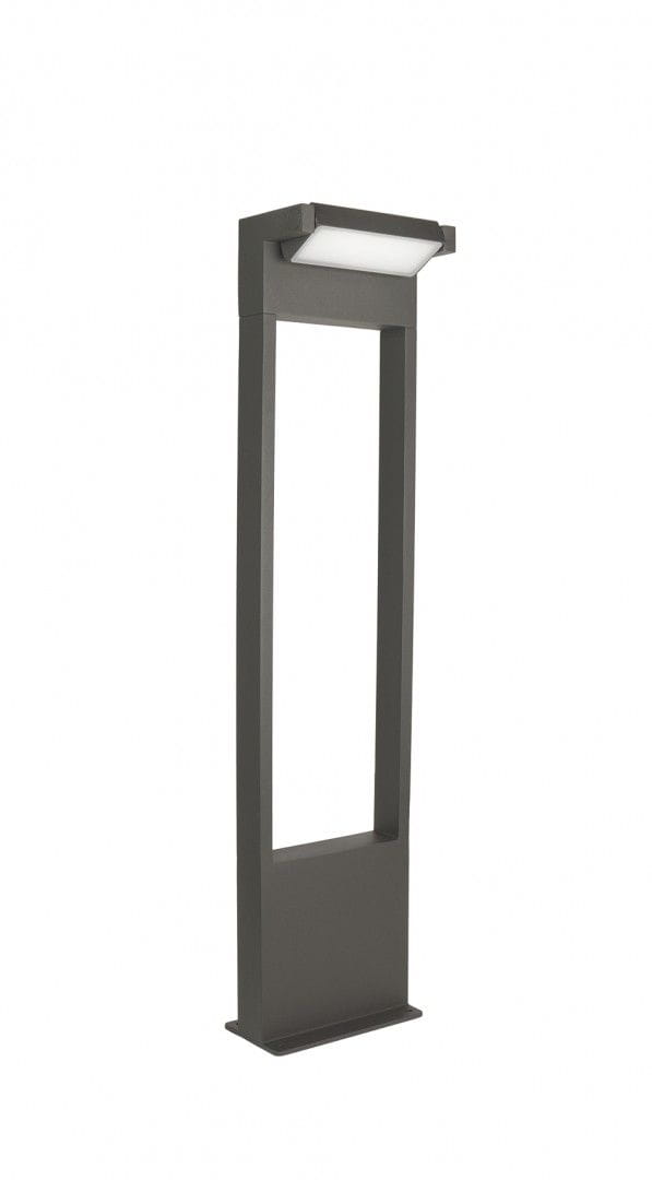 Lampa stojąca ogrodowa Rota LED H58 w kolorze antracytowym, o prostokątnym kształcie z górnym źródłem światła. Konstrukcja z metalu, prezentowana w pozycji stojącej, z widoczną osłoną LED na górze. Tło białe, co podkreśla detale lampy.