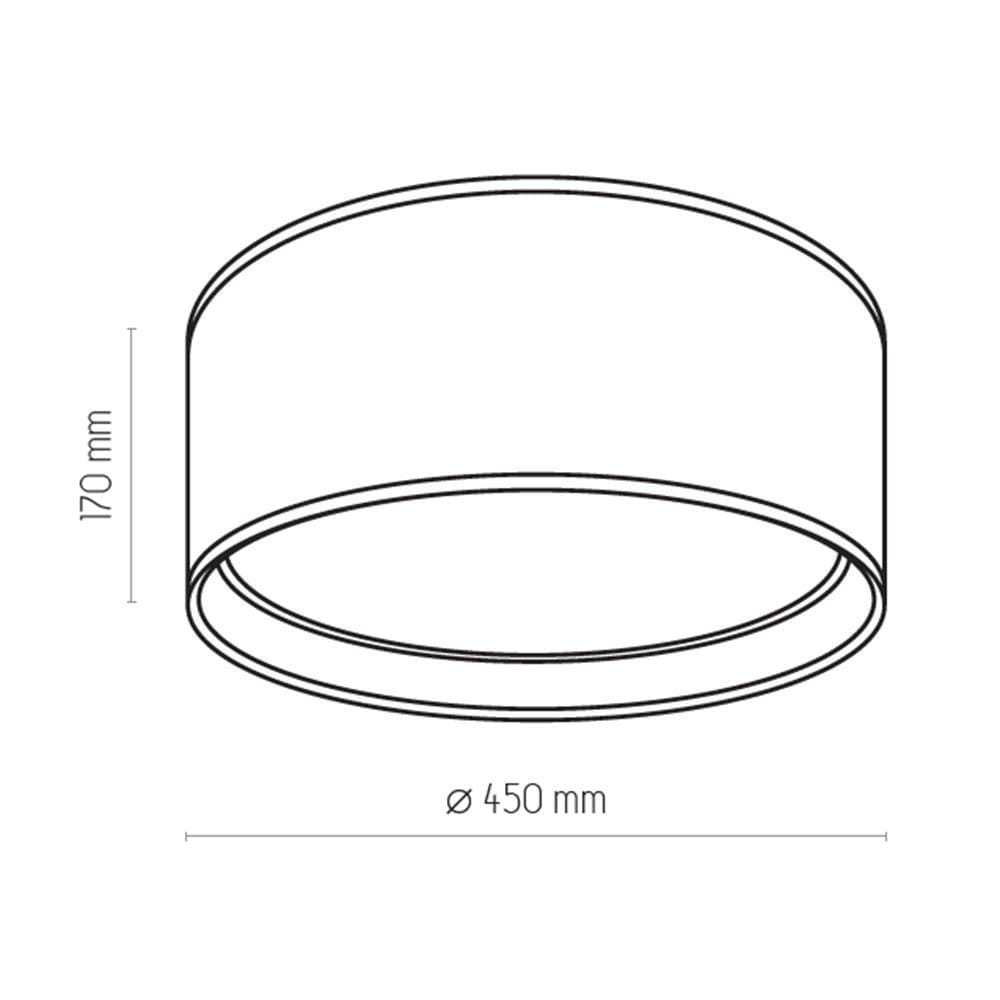 Plafon Bilbao D45 w kolorze białym, o średnicy 450 mm i wysokości 170 mm. Okrągły kształt, minimalistyczny design, przeznaczony do montażu sufitowego. Widoczny detal to cztery punkty świetlne rozmieszczone równomiernie.
