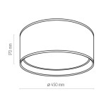Plafon Bilbao D45 w kolorze białym, o średnicy 450 mm i wysokości 170 mm. Okrągły kształt, minimalistyczny design, przeznaczony do montażu sufitowego. Widoczny detal to cztery punkty świetlne rozmieszczone równomiernie.