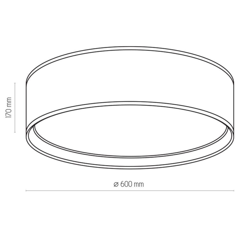Plafon Bilbao D60 w kolorze białym, o średnicy 600 mm i wysokości 170 mm, z czterema punktami świetlnymi. Prosta, okrągła forma, idealna do nowoczesnych wnętrz. Produkt widoczny z perspektywy frontalnej.