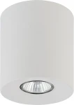 Biała lampa sufitowa Orion 1-punktowa w kształcie cylindrycznym, z widocznym źródłem światła na dole. Produkt zamontowany w pozycji poziomej, na prostym tle, co podkreśla jego minimalistyczny design.
