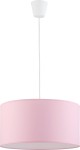 Rondo Kids lampa wisząca 1-punktowa w kolorze różowym z okrągłym abażurem. Zawieszona na białym przewodzie, montowana na suficie. Prosta, cylindryczna forma, idealna do dziecięcego pokoju.