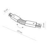 Złącze elastyczne Tracer do prowadnicy szyny w kolorze białym, o wymiarach 275 mm długości, 35 mm szerokości i 20 mm wysokości. Produkt z giętkim połączeniem, umożliwiającym łatwe dopasowanie w instalacji.