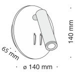 Biały kinkiet LED Ios 176 z dwoma punktami świetlnymi. Okrągła podstawa o średnicy 140 mm i wysokości 65 mm. Lampa w kształcie walca, zamontowana na ścianie, skierowana na zewnątrz.