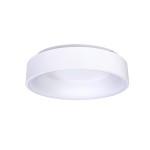 Plafon LED Ohio D45 w kolorze białym, okrągły, z matowym wykończeniem. Produkt wiszący, z zaokrąglonym krawędziami, emitujący jasne światło. Zainstalowany pod sufitem, idealny do nowoczesnych wnętrz.