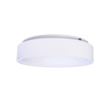 Plafon Ohio LED D45 w kolorze białym, okrągły, z gładką powierzchnią i matowym wykończeniem. Zawieszony pod sufitem, prezentuje minimalistyczny design, idealny do nowoczesnych wnętrz.
