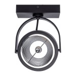 Czarna lampa sufitowa (spot) 1-punktowa Lugar ML5704, z metalowym kloszem o okrągłym kształcie, z wyraźnym wzorem wewnętrznym. Ujęcie z góry, montowana na suficie. Prosta konstrukcja, bez widocznych napisów czy logo.
