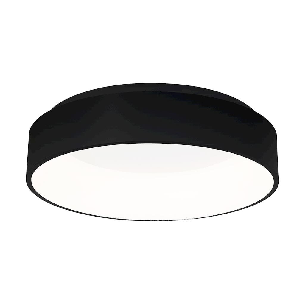 Plafon Ohio LED D45 w kolorze czarnym, o okrągłym kształcie. Produkt ma matowe wykończenie z białym dyfuzorem, montowany na suficie. Widoczny z boku, ukazuje prosty, nowoczesny design, idealny do wnętrz.