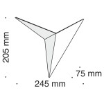 Kinkiet LED Trame w kolorze białym, o kształcie geometrycznym. Wymiary: wysokość 205 mm, szerokość 245 mm, głębokość 75 mm. Produkt montowany na ścianie, z wyraźnymi krawędziami i minimalistycznym designem.