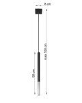 Lampa wisząca Mozaica 1-punktowa, czarna z chromowanym detalem. Ma prostą, cylindryczną formę z długim przewodem. Wymiary: wysokość 50 cm, maksymalnie 100 cm, szerokość 8 cm. Idealna do nowoczesnych wnętrz.