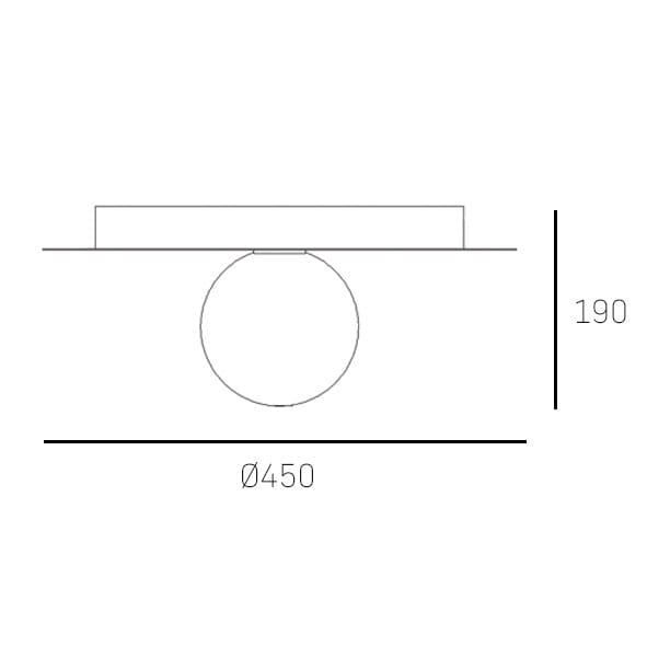Czarna lampa sufitowa Cape Town 1-punktowa, o średnicy 450 mm i wysokości 190 mm, z okrągłym kloszem i prostokątnym mocowaniem. Prosty, nowoczesny design, idealna do różnych wnętrz.