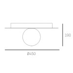 Czarna lampa sufitowa Cape Town 1-punktowa, o średnicy 450 mm i wysokości 190 mm, z okrągłym kloszem i prostokątnym mocowaniem. Prosty, nowoczesny design, idealna do różnych wnętrz.