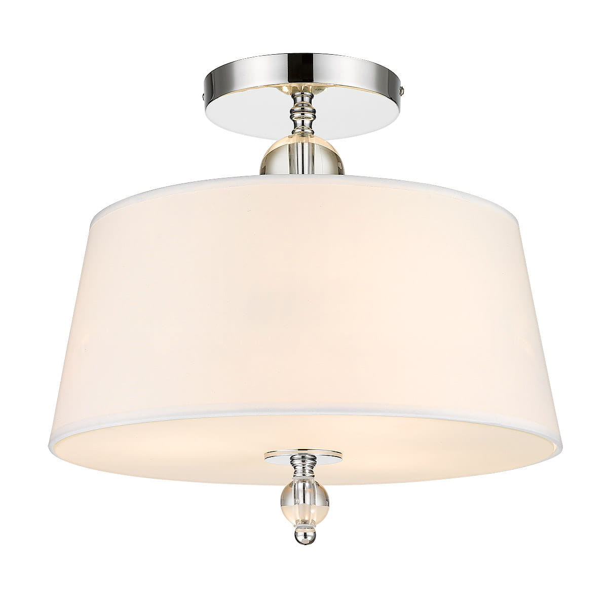 Lampa sufitowa 3-punktowa Cancun C03957WH z białym abażurem i chromowanym wykończeniem. Okrągła, z przezroczystym detalem na dole. Montowana na suficie, w stylu nowoczesnym, idealna do różnych wnętrz.
