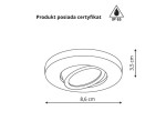 Okrągła, biała oprawa do zabudowy ruchoma Lagos, średnica 8,6 cm, wysokość 3,5 cm, posiada certyfikat IP65. Widoczne elementy konstrukcyjne i kształt oprawy w prostym, technicznym ujęciu.