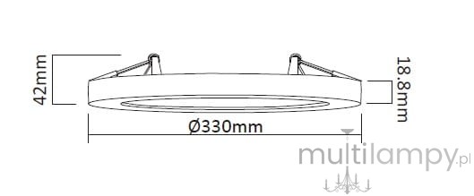 Biała oprawa LED do zabudowy York o średnicy 330 mm i wysokości 18,8 mm. Grubość 42 mm, z mocowaniem. Źródło światła o temperaturze barwowej 4000K, przeznaczona do montażu sufitowego.