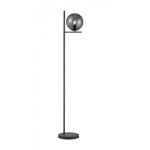 Lampa podłogowa Pure w kolorze antracytowym, z okrągłym kloszem w ciemnym szkłach, umieszczona na smukłym, prostym stelażu. Ujęcie frontalne, stojąca na okrągłej podstawie, z źródłem światła. Minimalistyczny design, idealna do nowoczesnych wnętrz.