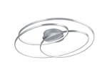 Gale LED lampa sufitowa 1-punktowa w kolorze niklowym, z dwoma okrągłymi pierścieniami LED, zamontowana na płaskim, okrągłym mocowaniu. Lampa o nowoczesnym designie, idealna do oświetlenia wnętrz.