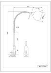 Lampka do kontaktu Ligara 1-punktowa w kolorze niklowym. Posiada elastyczny wysięgnik o długości 400 mm i okrągłą głowicę o średnicy 80 mm. Uchwyt montażowy z gniazdem elektrycznym. Widok frontalny z wymiarami.