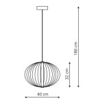 Czarna lampa wisząca Treviso LED D40 o średnicy 40 cm i wysokości 32 cm, zawieszona na 180 cm. Nowoczesny, ażurowy kształt, źródło światła 4000K. Idealna do minimalistycznych wnętrz.