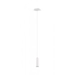 Biała lampa wisząca Marley 1-punktowa z cylindrycznym kloszem, zawieszona na cienkim, białym przewodzie. Klosz ma prostą formę, umocowany do płaskiej podstawy sufitowej. Produkt idealny do nowoczesnych wnętrz.