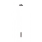Lampa wisząca Marley 1-punktowa w kolorze niklu, o cylindrycznym kształcie, zawieszona na cienkim przewodzie. Ujęcie frontalne, montowana sufitowo, minimalistyczny design, idealna do nowoczesnych wnętrz.
