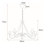 Czarny żyrandol Bartez 5-punktowy K-3991, z pięcioma ramionami. Wymiary: wysokość 75 cm, szerokość 65 cm, podstawa 10 cm, długość łańcucha 40 cm. Elegancki kształt z gładkimi liniami, idealny do różnych wnętrz.
