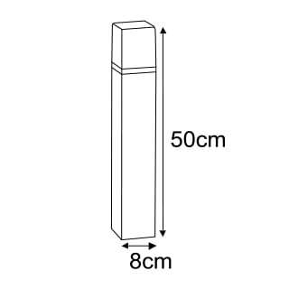 Lampa stojąca ogrodowa Geneva H50, jednostkowa, czarna. Prosty, prostokątny kształt o wysokości 50 cm i szerokości 8 cm. Wykonana z materiałów odpornych na warunki atmosferyczne, idealna do oświetlenia przestrzeni zewnętrznych.