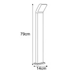 Czarna lampa stojąca ogrodowa Vidar H79 LED, 1-punktowa, o wysokości 79 cm i szerokości 14 cm. Prosty, nowoczesny design z lekko nachyloną głowicą, idealna do oświetlenia przestrzeni zewnętrznych.