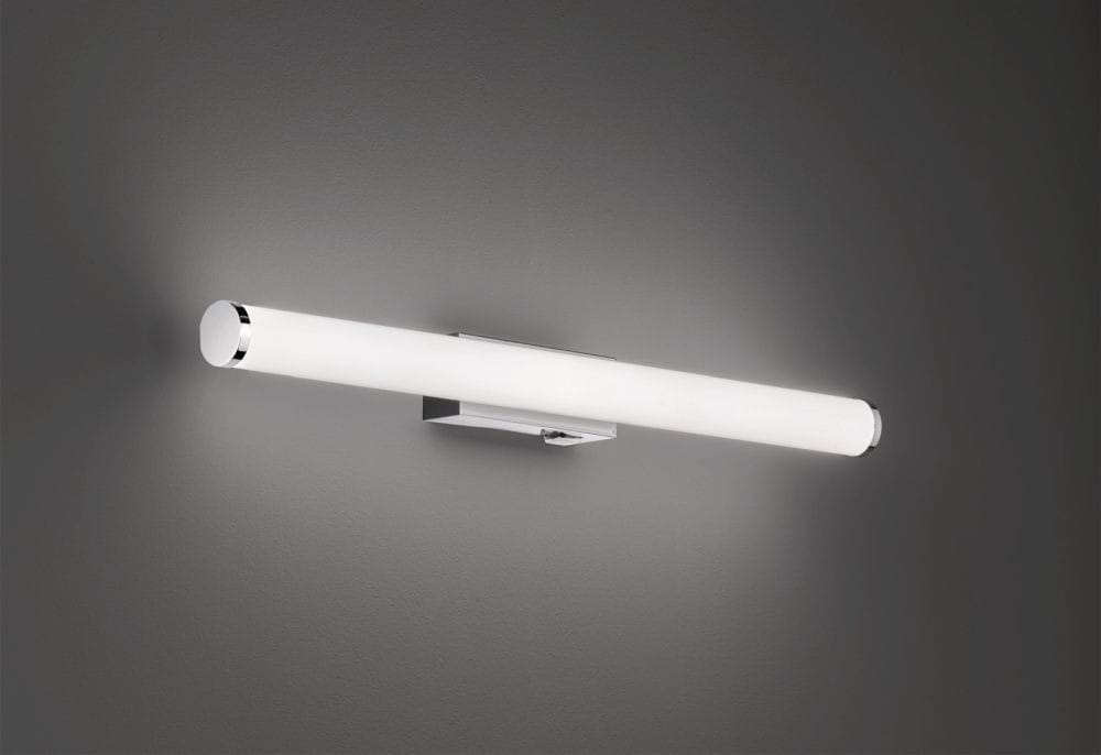 Kinkiet LED Mattimo IP44 w kolorze chromowanym, o długości 60 cm i mocy 6,5 W. Posiada prostą, cylindryczną formę z białym, matowym kloszem. Montowany na ścianie, idealny do oświetlenia wnętrz.