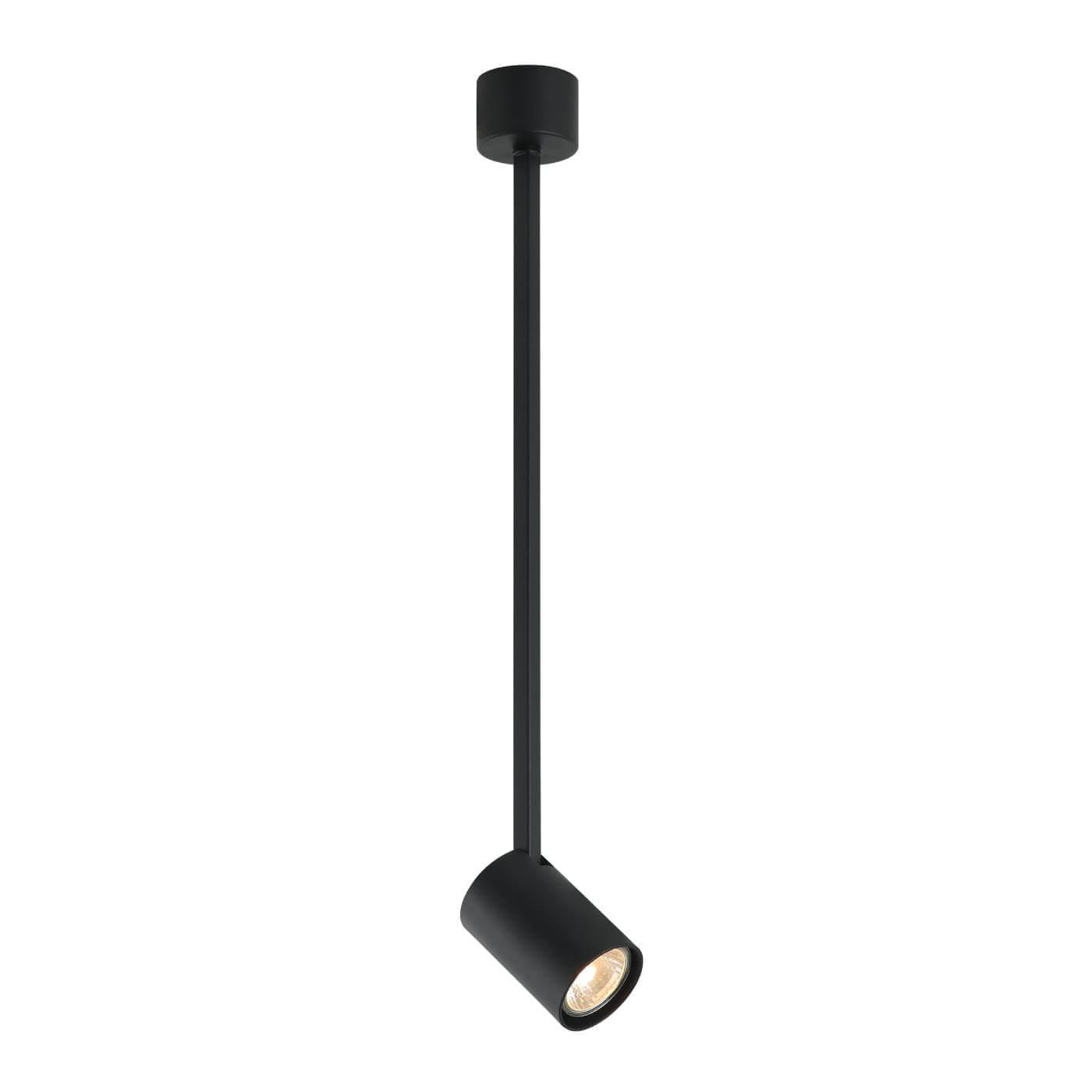 Czarna lampa sufitowa Tuka Nero L, 1-punktowa, z pojedynczym kloszem w kształcie cylindra. Ujęcie frontalne, lampa zawieszona na cienkim pręcie. Prosty, nowoczesny design, idealna do oświetlenia wnętrz. Tło białe, co podkreśla elegancję produktu.