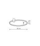 Czarna lampa sufitowa LED Ring D60, o średnicy 60 cm i wysokości 16 cm, z prostokątnym uchwytem. Posiada moc 35W i funkcję CCT, co pozwala na zmianę temperatury barwowej światła. Montaż sufitowy, minimalistyczny design.